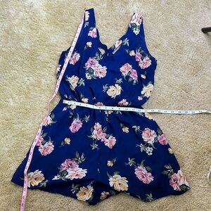 LUSH MEDIUM BLUE FLORAL ROMPER